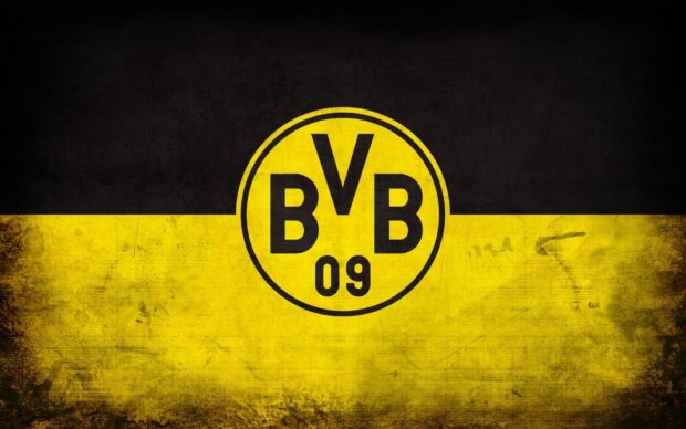 Borussia Dortmund logo with yellow and black colors on a grunge background