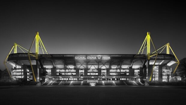 Signal Iduna Park stadium with Borussia Dortmund colors in high definition