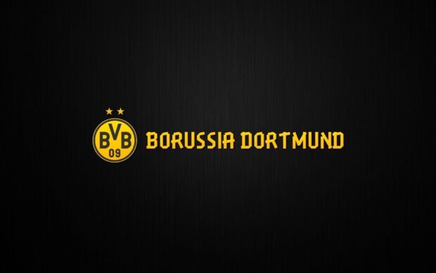 Borussia Dortmund logo and text on dark background with Borussia Dortmund text