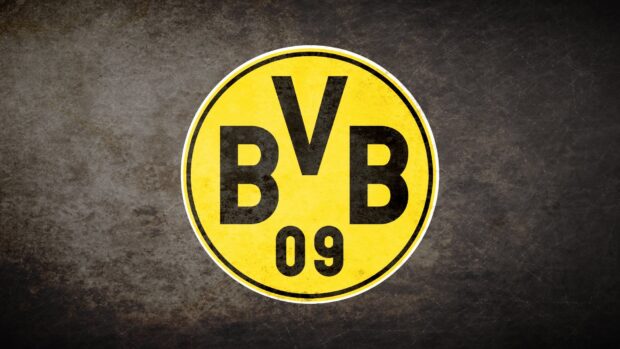 Borussia Dortmund logo in yellow and black on a grunge background