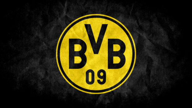 Borussia Dortmund logo in yellow and black on a textured background