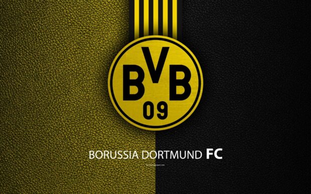 Borussia Dortmund logo on black and yellow leather texture design