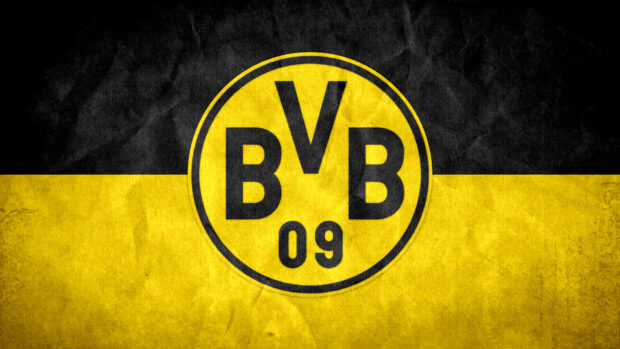 Borussia Dortmund logo on black and yellow textured background design