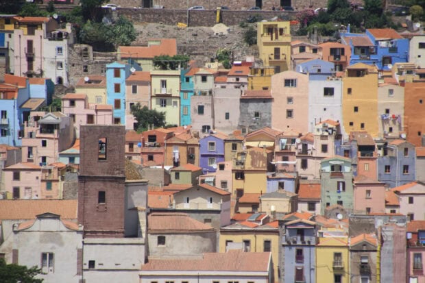 Colorful houses of Bosa Italy scenic landscape in HD quality