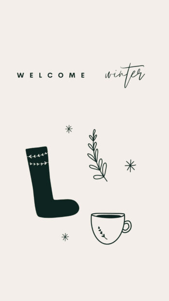 Minimalist winter design with cozy sock and warm tea for a peaceful season