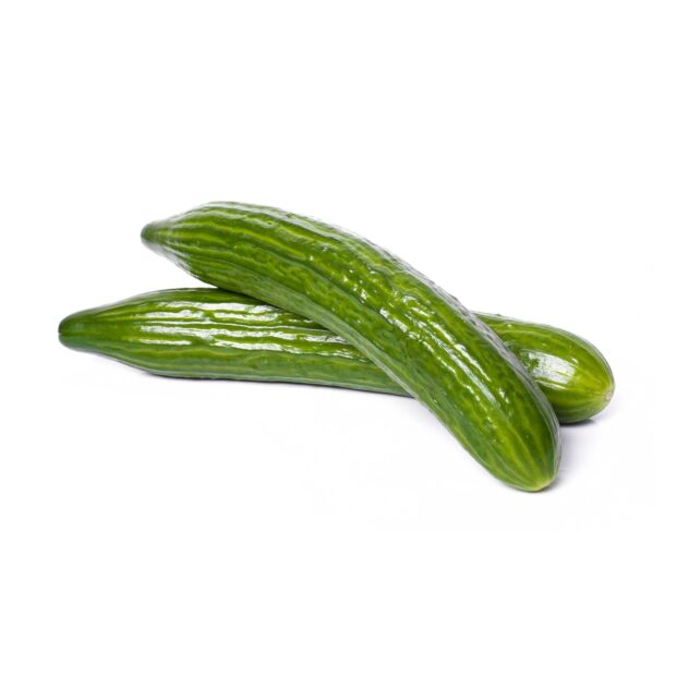 Fresh green cucumber vegetable on white background with natural texture