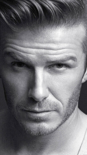 Close up of David Beckham face showing intense expression