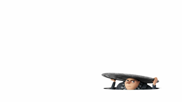 Gru peeking out from a manhole cover in Despicable Me character design