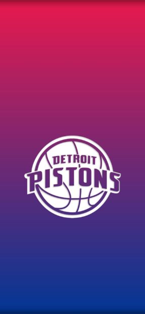 The Detroit Pistons logo displayed on a gradient background from red to blue