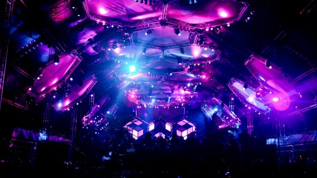 Festival Wallpapers 4K Desktop Live festival stage with vibrant lights and electronic music setup