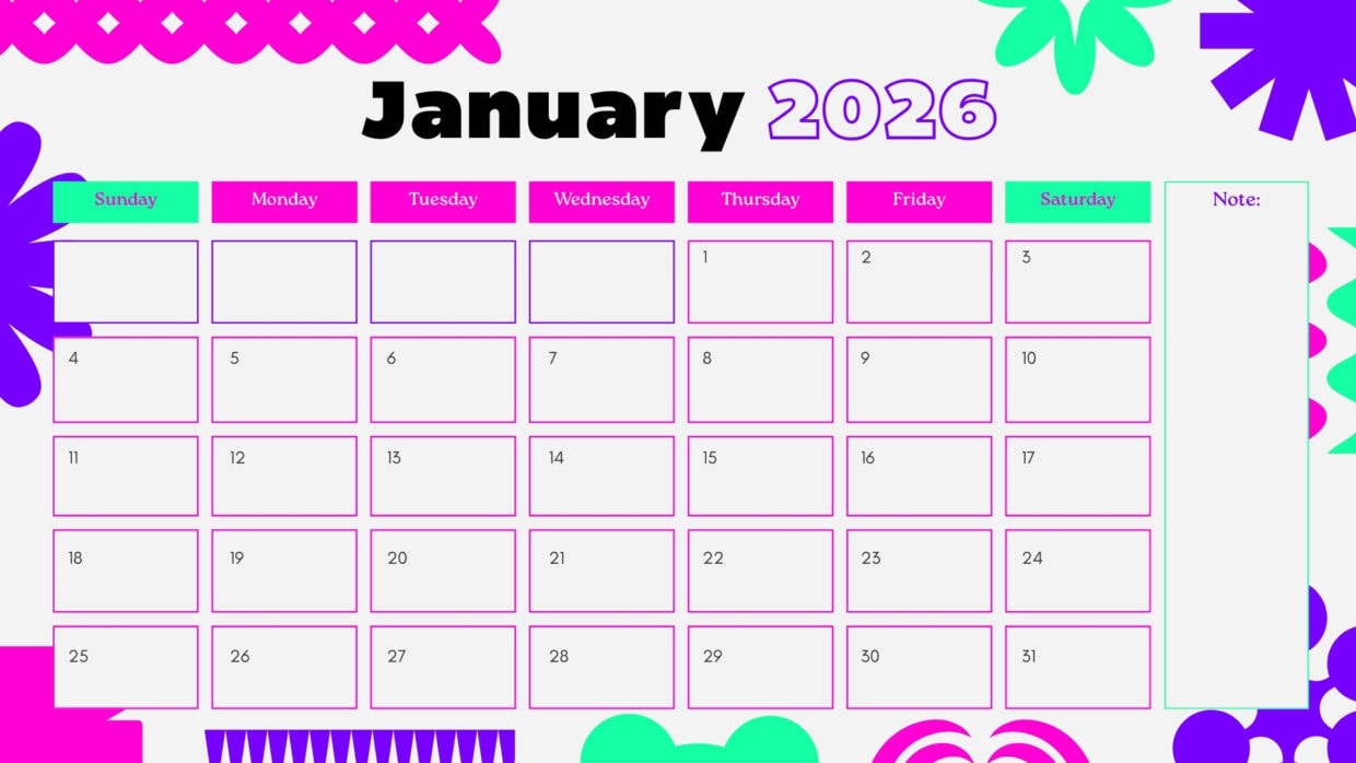 January 2026 Calendar HD Desktop Wallpaper free download - PixelsTalk