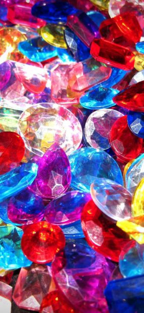 Colorful gemstone collection shining under bright light