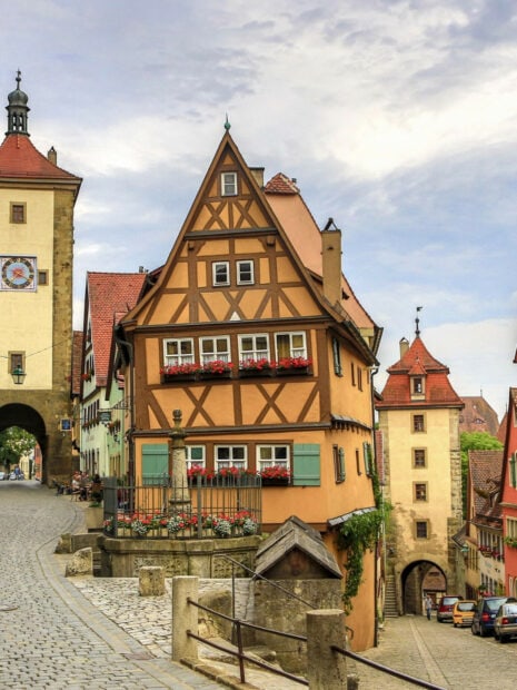 Traditional Germany architecture with timber framing and cobblestone streets in a historic town