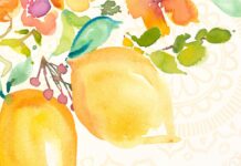 Watercolor art with practice gratitude text surrounded by colorful flowers and leaves