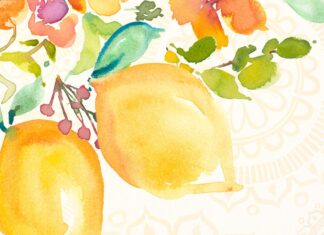 Watercolor art with practice gratitude text surrounded by colorful flowers and leaves