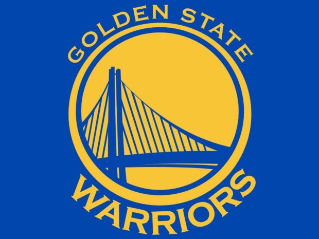 Golden State logo with bridge symbol in yellow on blue background representing the team emblem