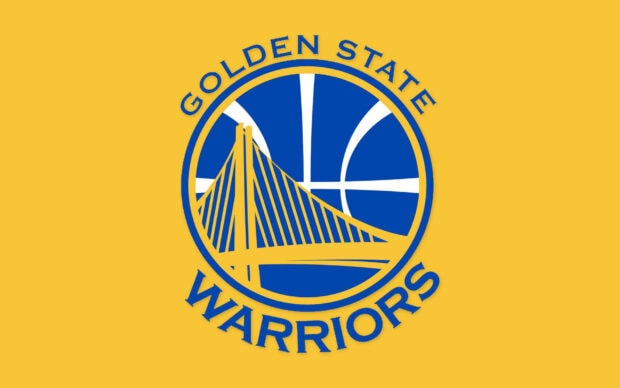 Golden State logo with bridge and basketball design in blue and yellow colors
