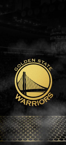 Golden State logo with bridge design in dark smoky background
