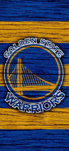 Golden State logo on wooden painted background for phone display