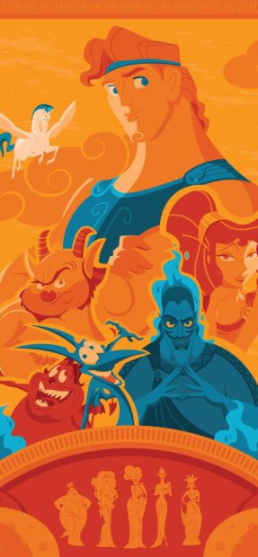 Animated Hercules character with mythical creatures and gods from Greek mythology