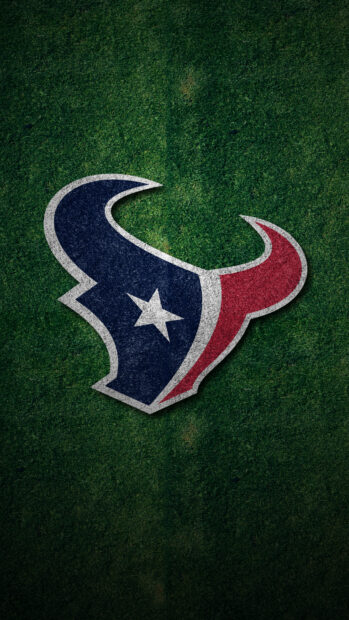 Close up of Houston Texans logo painted on green football field grass