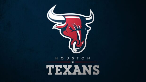 Houston Texans logo with a fierce bull head on a dark blue background featuring Houston Texans text