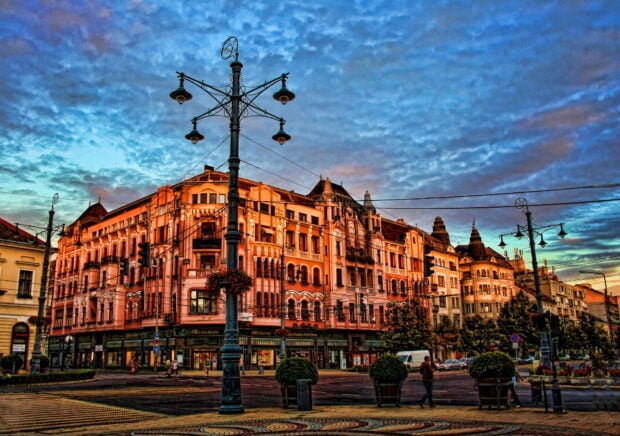 Stunning architecture of Hungary city under a vibrant evening sky