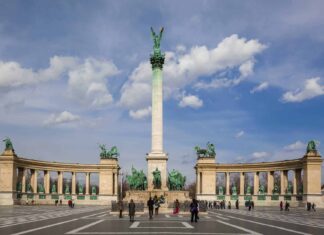 The Millennium Monument is a famous landmark in Hungary cityscape