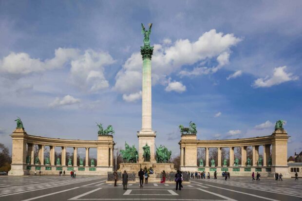 The Millennium Monument is a famous landmark in Hungary cityscape