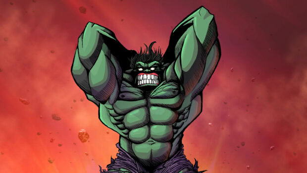 Incredible Hulk character showing strength and anger in a powerful pose