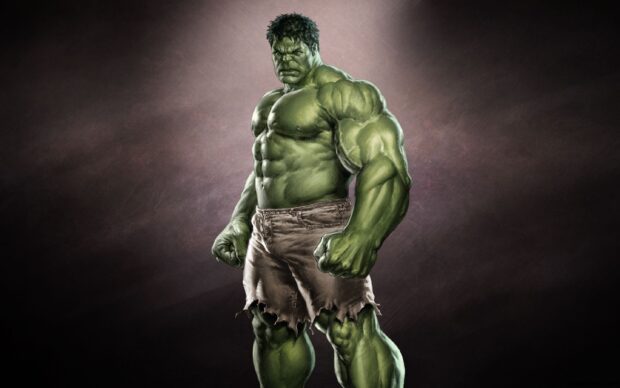 Incredible Hulk character showcasing immense strength in ripped shorts