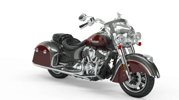 A classic Indian motorcycle showcasing vintage design and chrome details