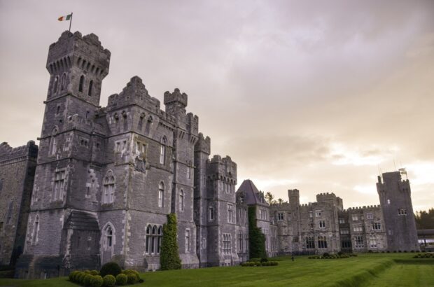 Historic Irish Castle standing tall under cloudy sky