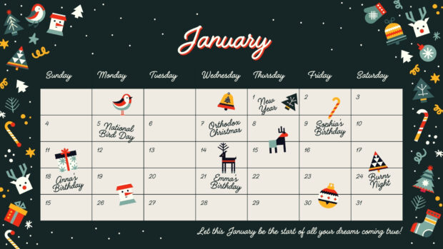 January 2026 Calendar HD Wallpaper (11)