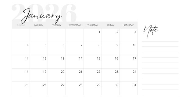 January 2026 Calendar HD Wallpaper (7)