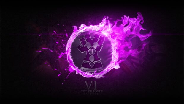 Purple flaming icon of League of Legends VI the Piltover Enforcer logo