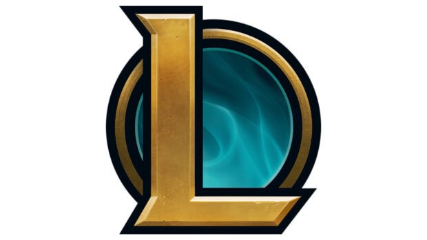 League Of Legends logo with blue and gold colors on a white background