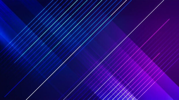 Diagonal lines create a vibrant lines design with blue and purple tones on a dark background