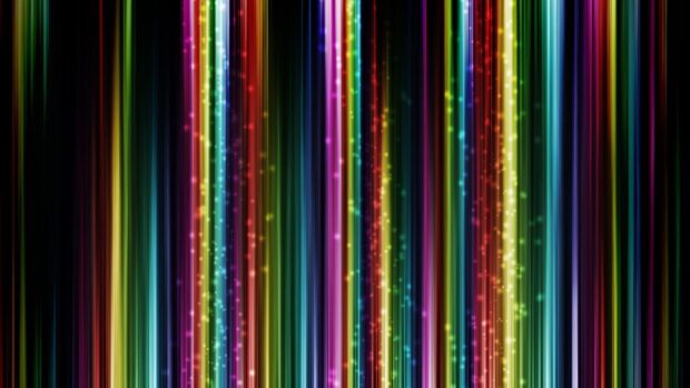 Colorful lines with glowing particles forming vertical patterns