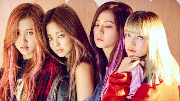 Lisa Blackpink group posing together with colorful hair and stylish outfits in a high quality 4K image