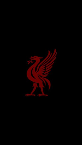 Red Liver bird symbol representing Liverpool Fc on black background