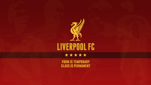 Liverpool FC emblem with a motivational quote on a red background