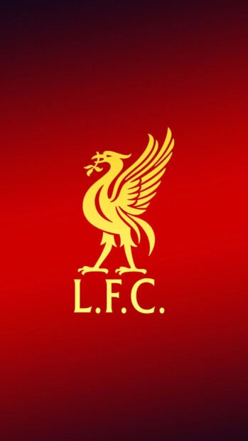 Yellow liver bird logo of Liverpool Fc on red gradient background