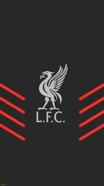 Liverpool Fc logo with red stripes on a black background for mobile display