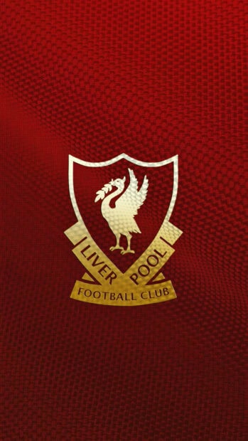Gold Liverpool Fc emblem on a textured red background for mobile