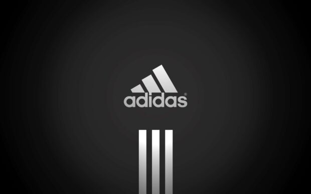 Silver Adidas logo with three stripes on a dark background in high resolution