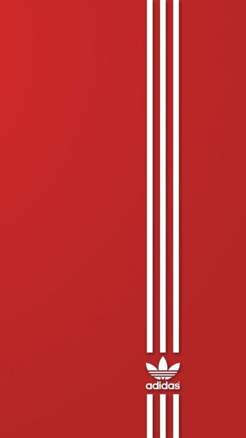White Adidas logo with three stripes on a red background for Adidas wallpapers