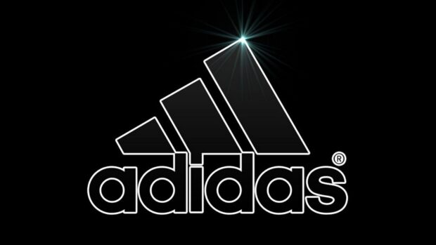 Adidas logo with glowing effect on black background in high definition quality