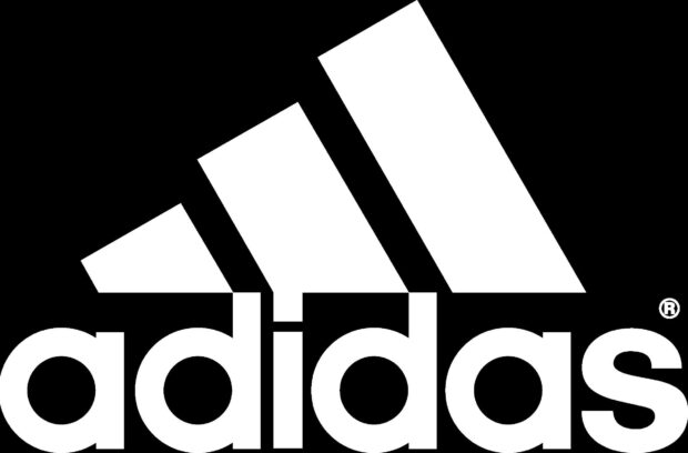 Adidas logo with three stripes in white on a black background design