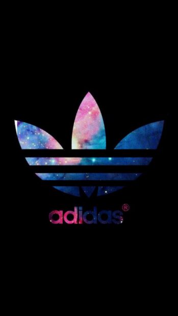 Adidas logo with galaxy colors on black background for high quality wallpapers